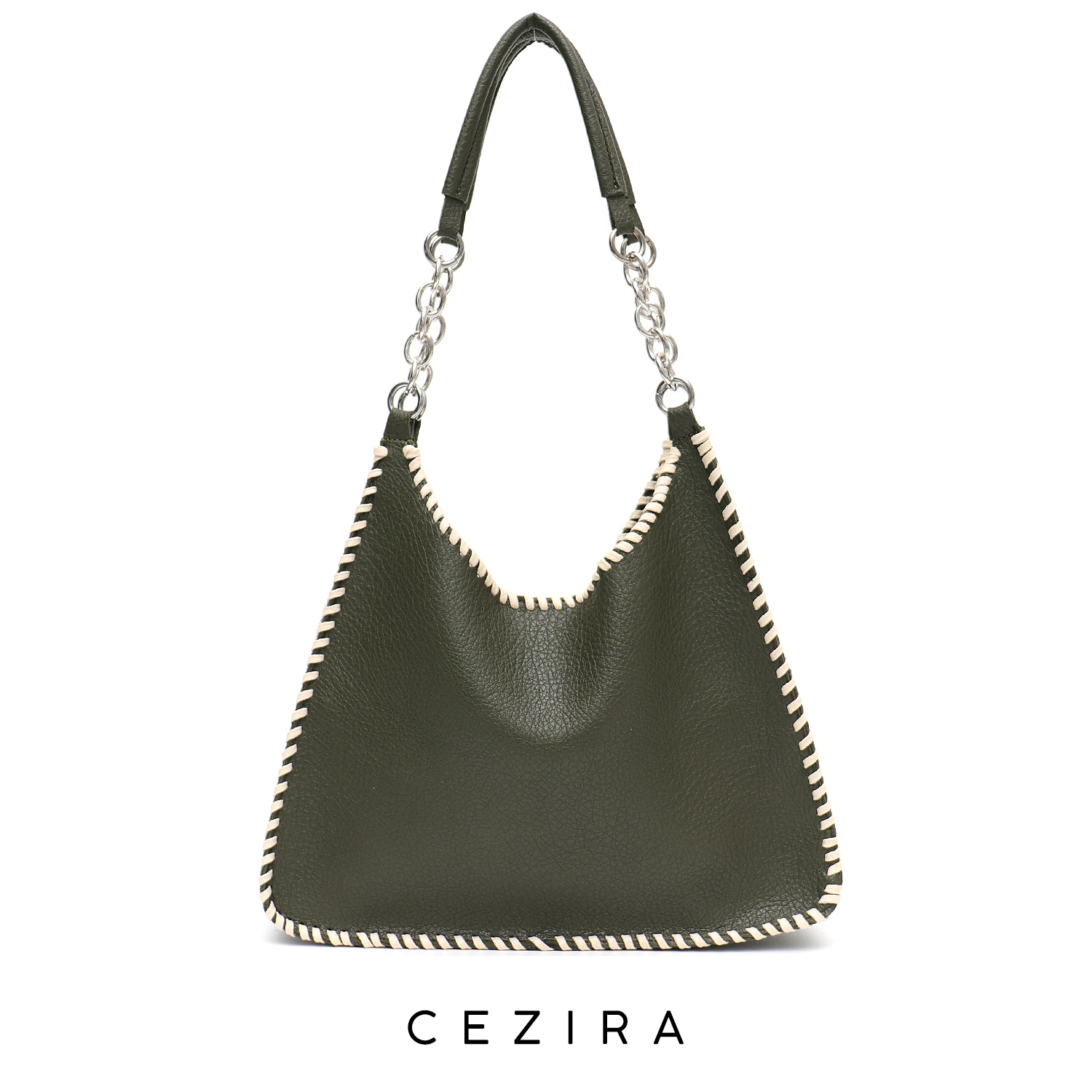 CEZIRA Women Soft PU Vegan Leather Shoulder Bags Fashion Braid Design Hobo Purses Luxury Chain Daily Casual Underarm Handbags