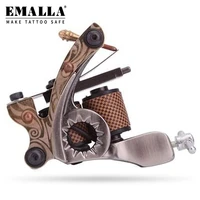 emalla tattoo coil machine 10 wrap coils iron tattoo machine liner and shader gun for tattoo needles power supply accessories