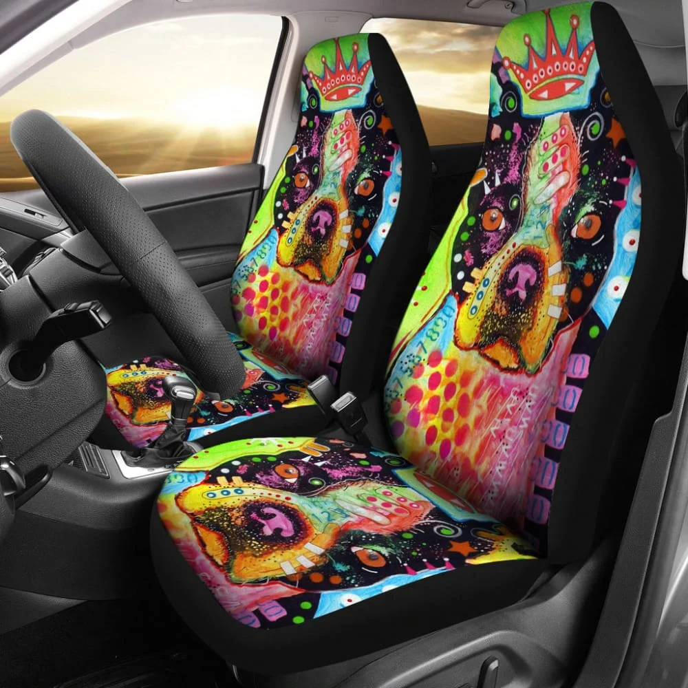 

Pitbull Dog Colorful Watercolor Car Seat Covers,Pack of 2 Universal Front Seat Protective Cover