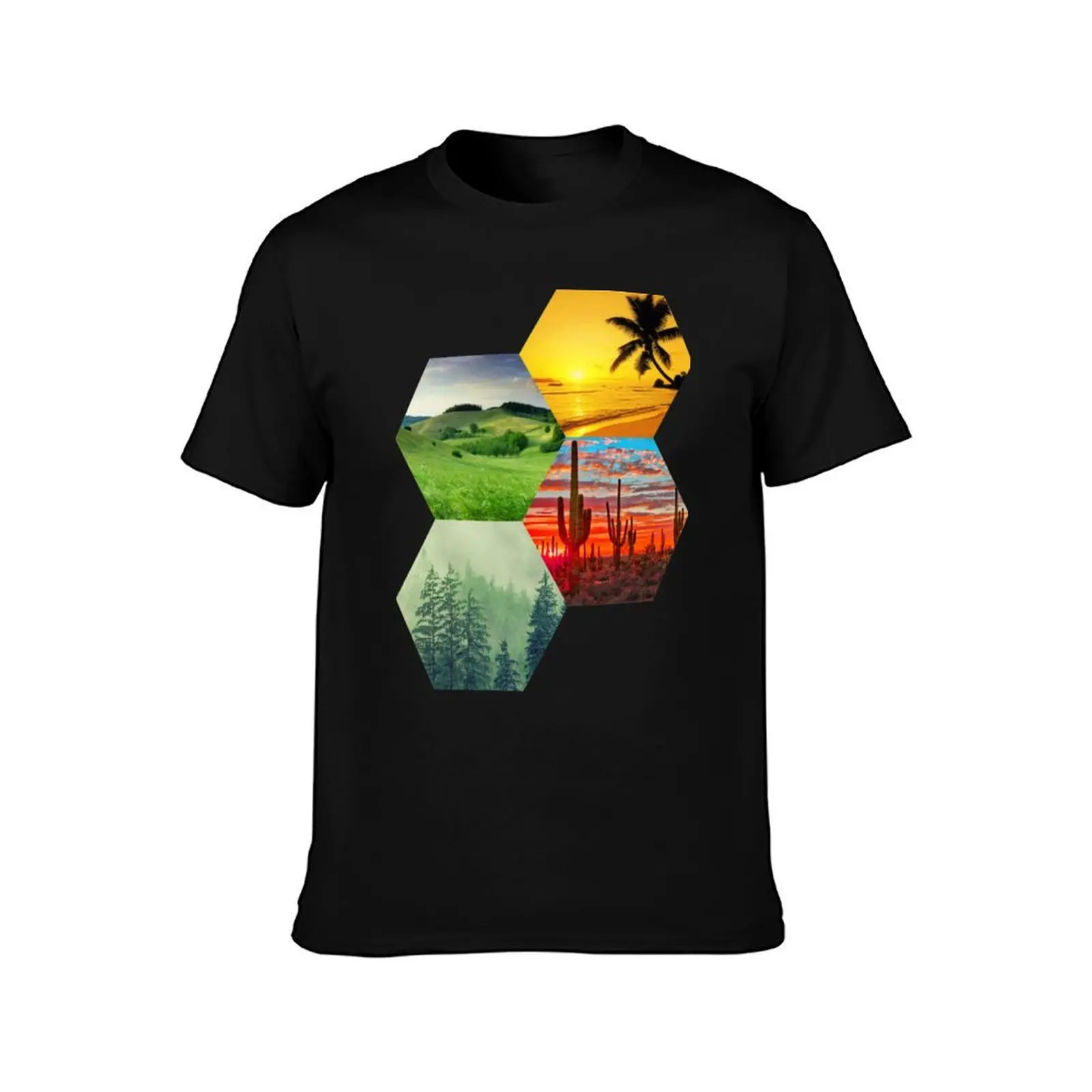 Фото Футболка Land Biome Honeycomb Hexagonal Design, дышащая, базовая, из хлопка №2