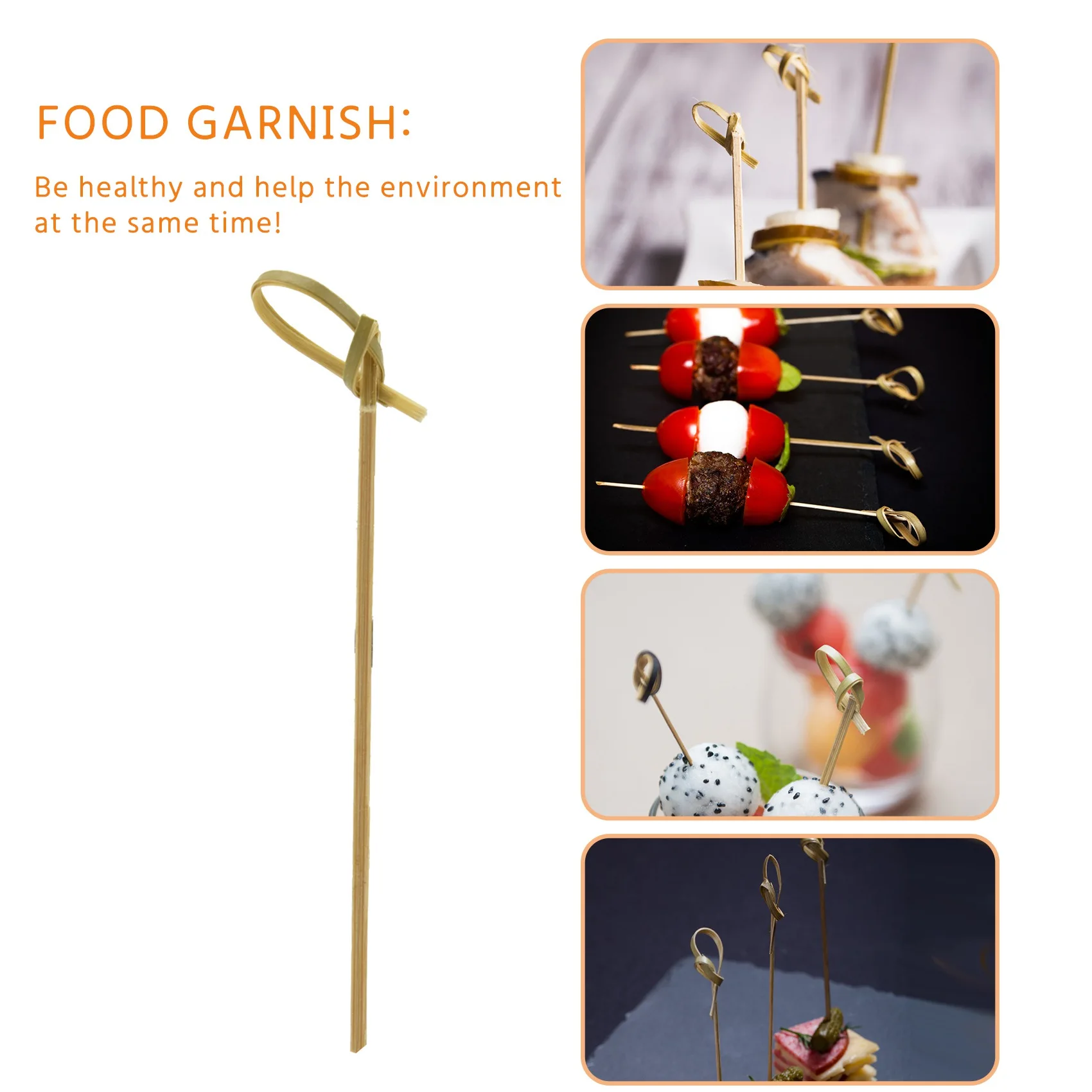 300 упаковок бамбуковых наборов для коктейлей зубочистки бамбуковые шампуры