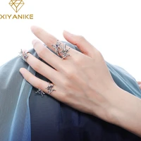xiyanike misplaced butterfly moonstone open finger rings for women girl korean fashion trendy jewelry gift party %d0%ba%d0%be%d0%bb%d1%8c%d1%86%d0%be %d0%b6%d0%b5%d0%bd%d1%81%d0%ba%d0%be%d0%b5