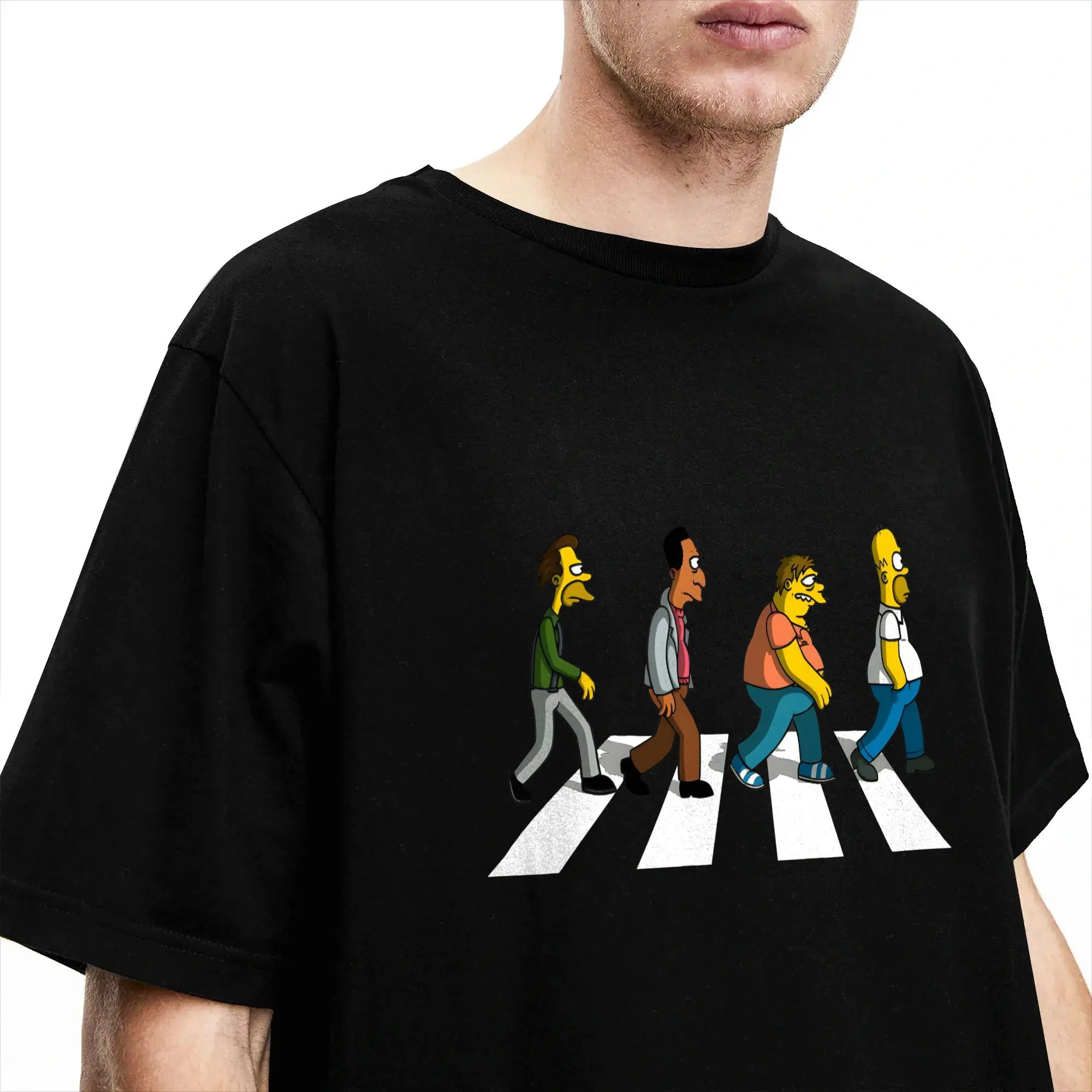 Фото Футболка Simpsons Bar Abbey Road для мужчин, повседневные футболки Y2K, летние футболки с круглым вырезом, футболки для отдыха с принтом, топы больших размеров №3