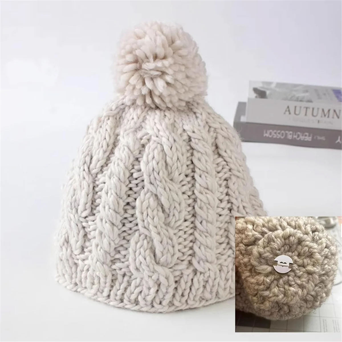 Съемные пуговицы с помпонами для шапок 20 шт. Держатель помпона Вязаные