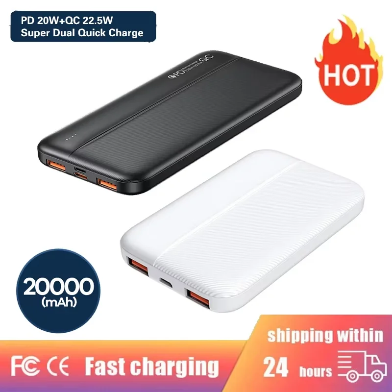 Ranwomen 20000 мАч Power Bank Портативный USB-кабель 22 5 Вт Быстрый внешний аккумулятор для