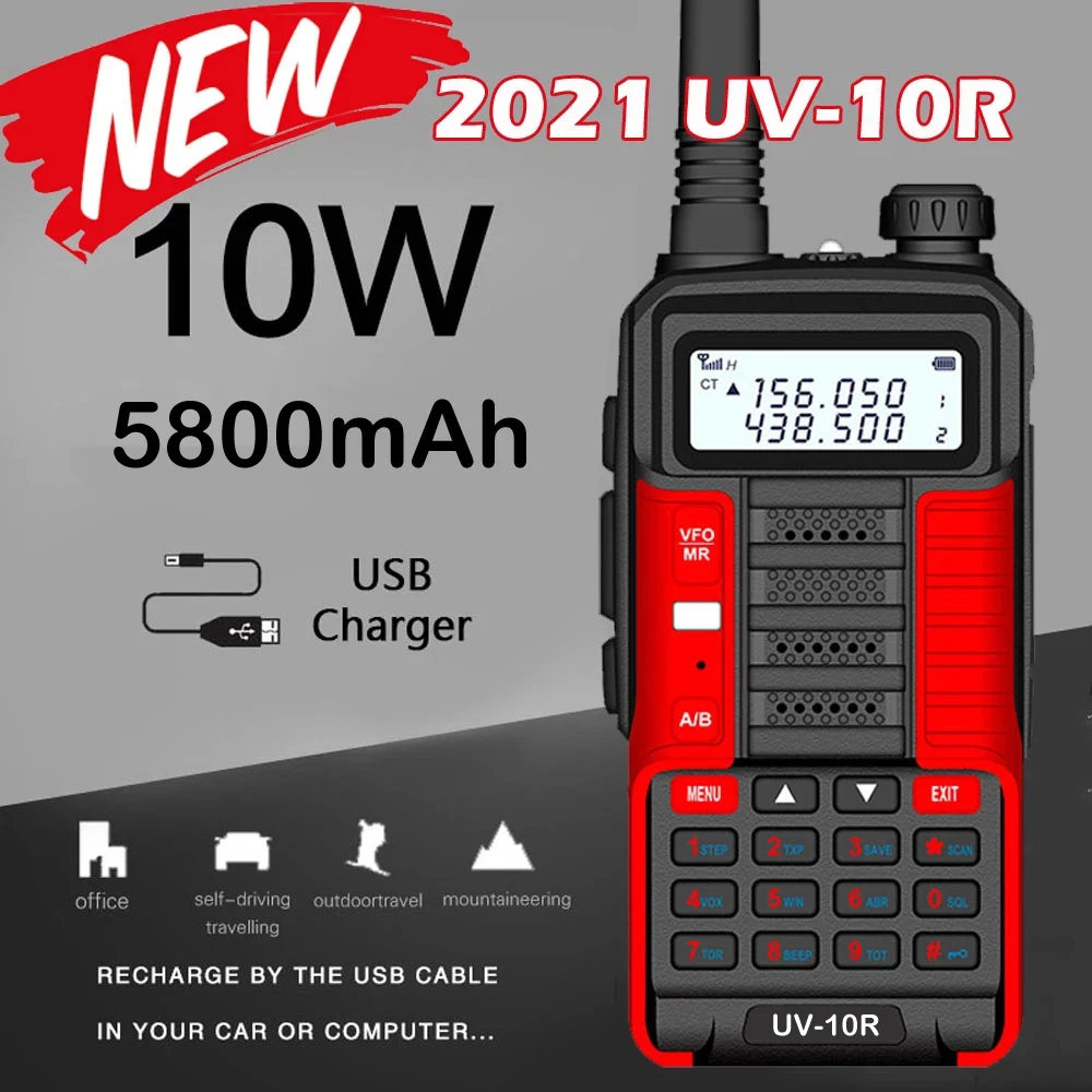 

2021 Baofeng Professional Walkie Talkie UV10R 128 Channels VHF UHF Dual Band Two Way CB Ham Radio Baofeng UV5R Enhanced UV 10R