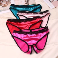 ml 8colors lace low waist open crotch panties smooth elegant women polyester briefs night underwear