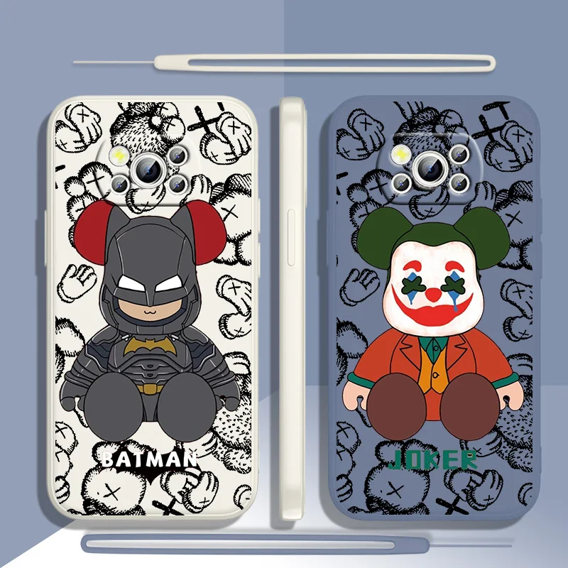 

Funny Cartoon Batman Joker For Xiaomi POCO X4 M5S F4 M4 X3 F3 M3 C3 F2 X2 F1 Pro GT NFC 4G 5G Liquid Rope Silicone Phone Case