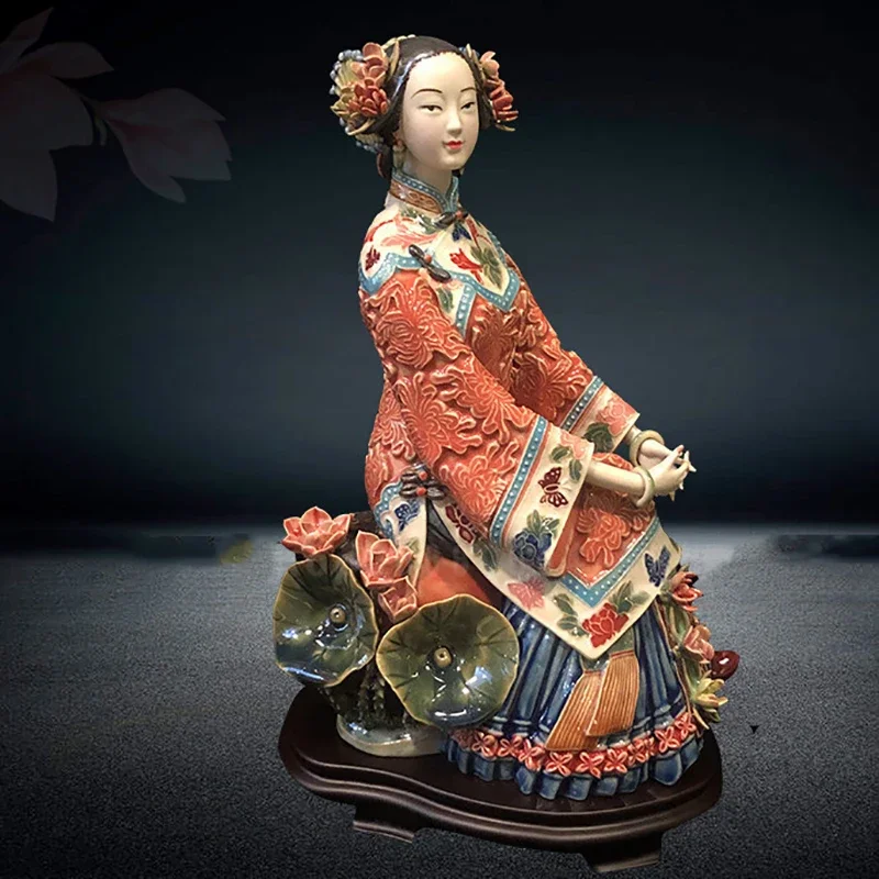 Hadiah Aksesori Dekorasi Rumah Tiongkok Keramik Patung Фигурка Gadis Klasik Wanita Cantik Seniors Kerajinan Meja