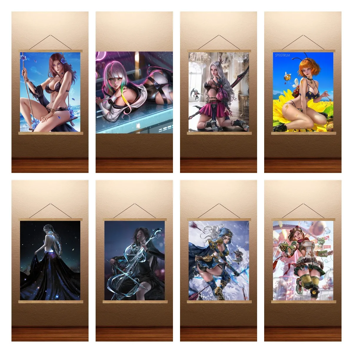 

Anime Poster Cartoon Girl Sexy Poster Canvas Wall Painting Room Wall Decor Wall Art Scroll Painting Magnet Hanging Painting Clip