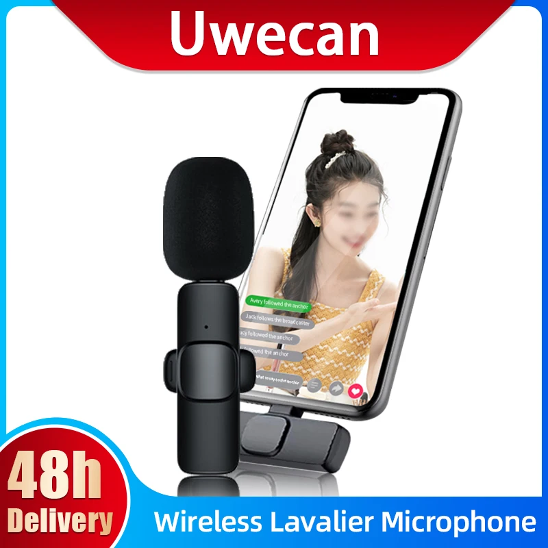 

Wireless Lavalier Microphone For IPhone Android Phone Mini Mic With YouTube Facebook Vlog TikTok Recording Mic Noise Reduction