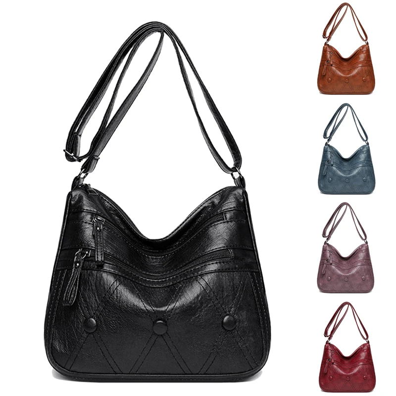 

Women's Soft PU Leather Shoulder Bags Vintage Crossbody Bag Female Handbag and Purse