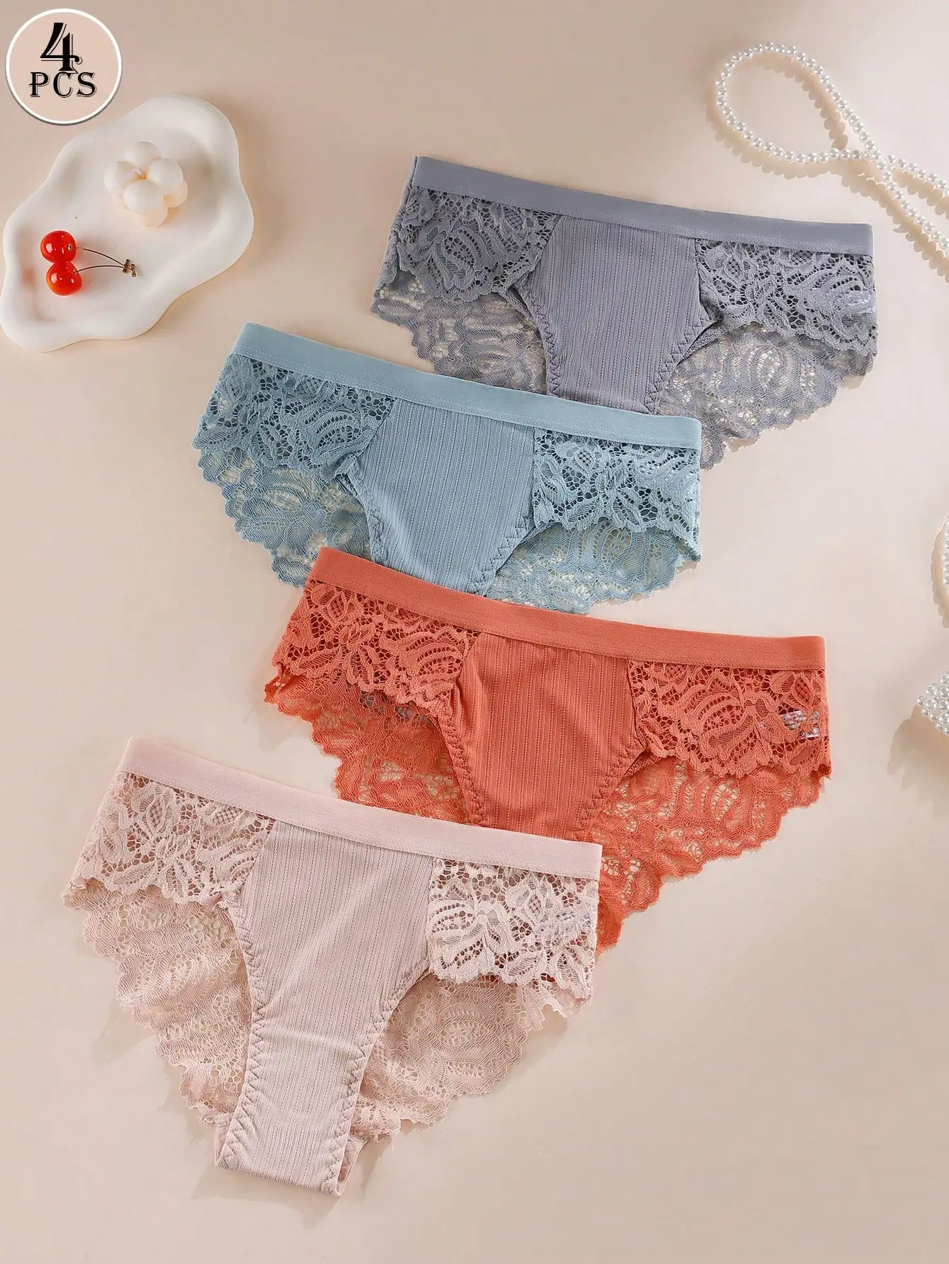 4 шт. в упаковке сексуальных кружевных трусиков женские удобные бесшовные трусы с