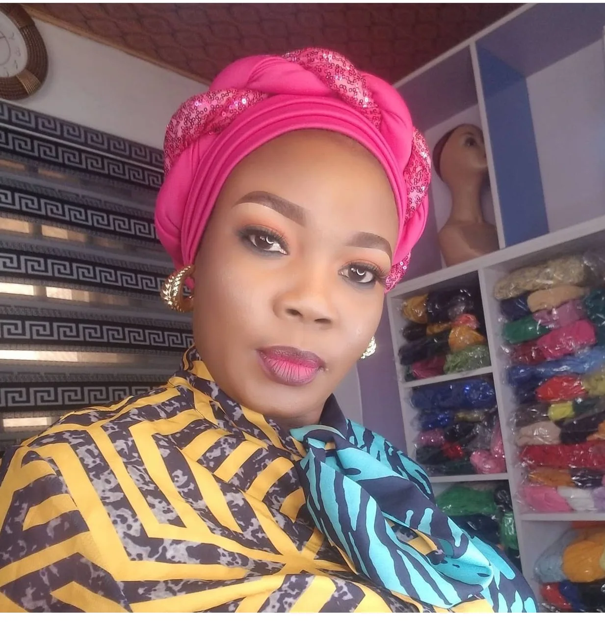 

Glitter African Headtie Auto Gele Women Ready to Wear Braid Turban Caps Ladies Head Wraps Handmade Nigerian Wedding Gele