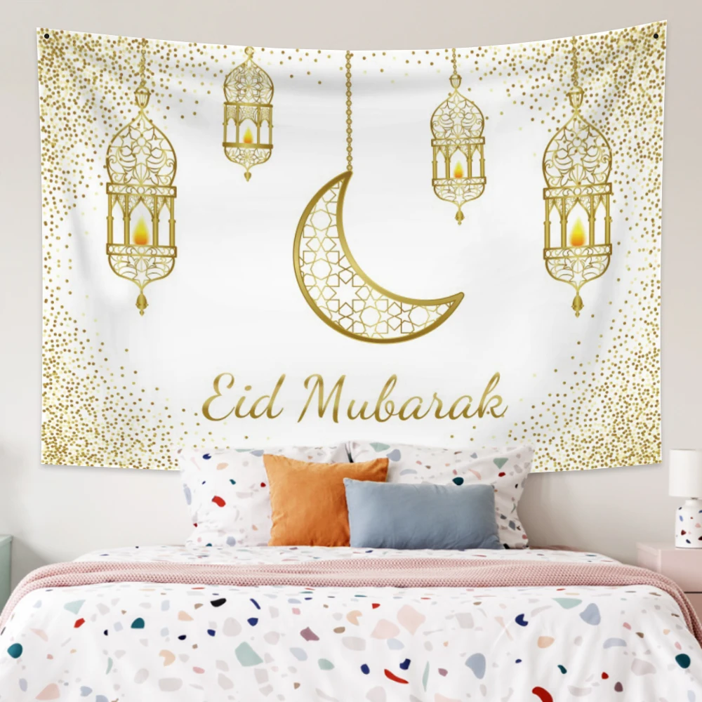 

Eid Mubarak Festival Tapestry Moon Muslim Ramadan Kareem Lantern Wall Hanging Bohemian Room Home Decor Carpet Tapestries Blanket