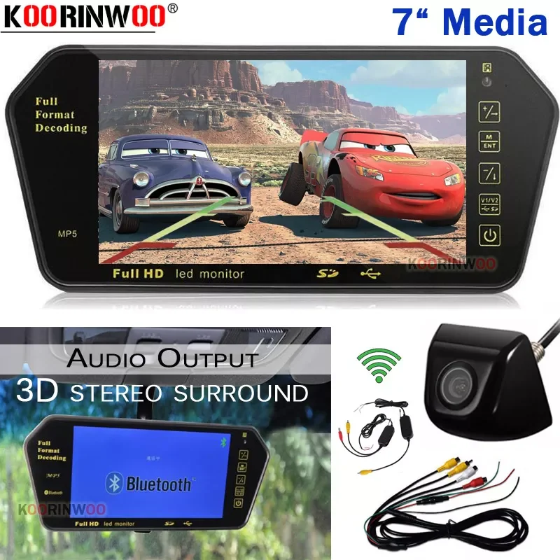 

NEW2023 Koorinwoo Wireless Car Monitor mirror with camera in car Mirror Camera Rear view Support Bluetooth Audio Output For DVD