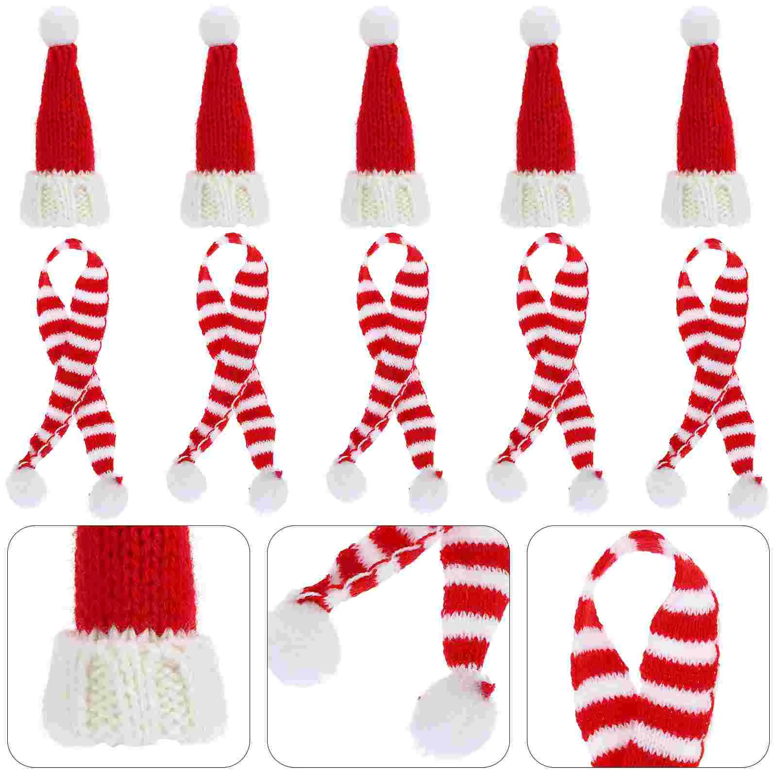 

10pcs Mini Santa Hats Scarf Christmas Bottle Cover DIY Craft Supplies