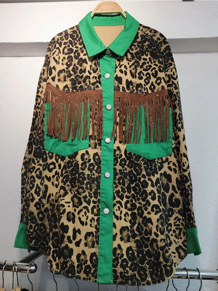 Женская джинсовая рубашка DEAT блузка с длинным рукавом и отложным воротником в