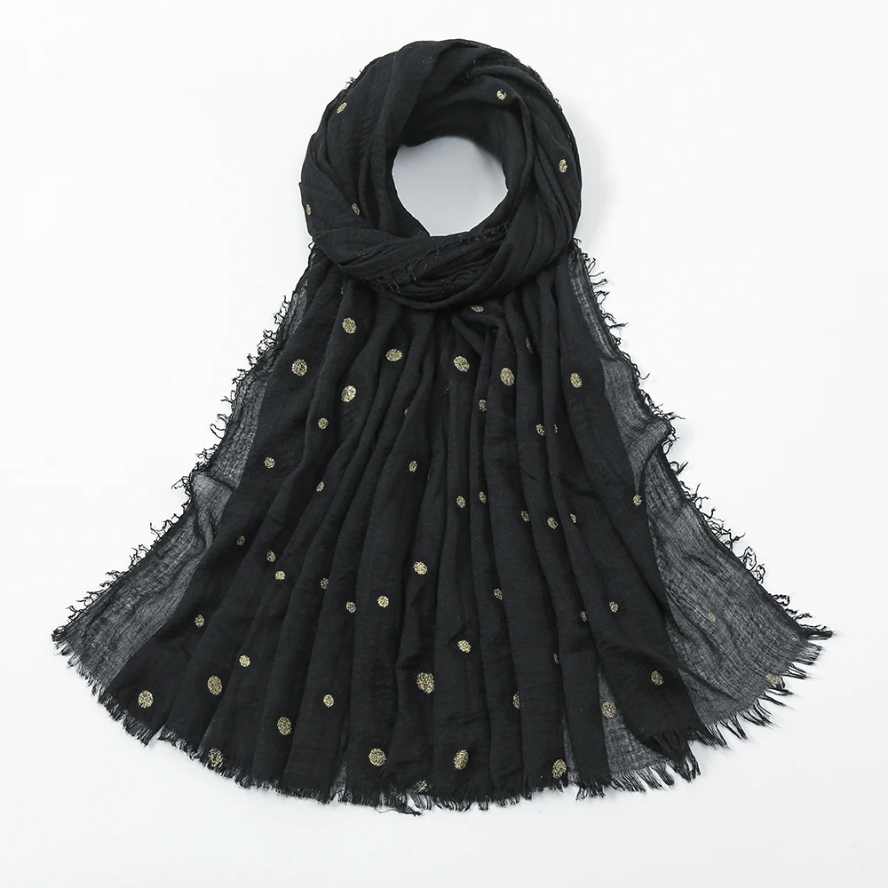 

Women Muslim Crinkle Cotton Hijab Scarf Big Size Plain Shawls Femme Musulman Pleated Ramadan Headscarf Islamic Hijab Headband