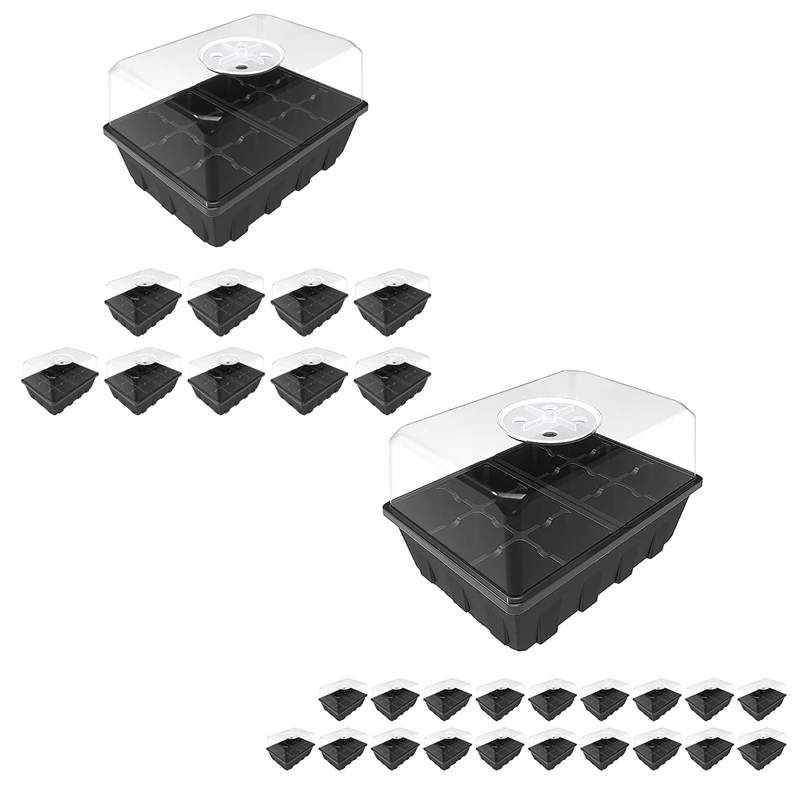 

Hot-Seed Starting Trays Garden Propagator Set,Seed Tray Kits,With Humidity Adjustable Lid Dome And Base