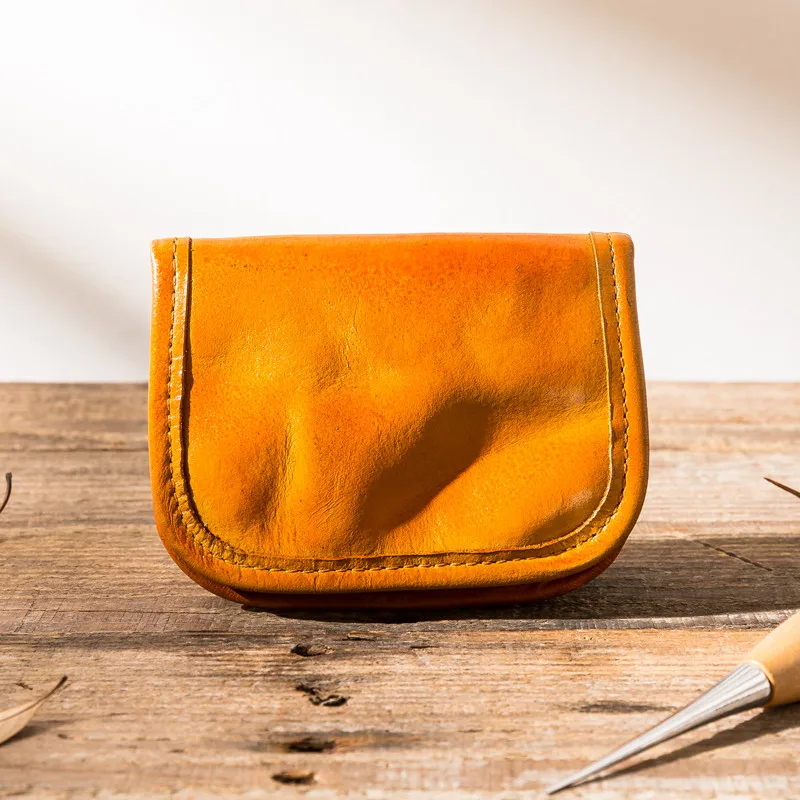 Vintage high-quality genuine leather men's women's coin purse simple luxury first layer cowhide female thin small money bag