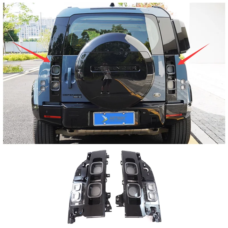 

Задний фонарь в сборе для Land Rover Defender 90/110 2020-2023, копченый черный, задний фонарь с защитой от царапин, Дарт Вейдер, сигнал поворота