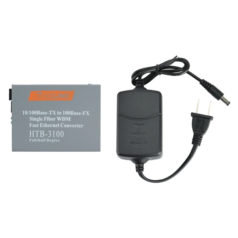 

Media Converter HTB-3100 Fiber Optical Single Mode Single Fiber SC Port 20KM External Power Supply 10/100M, EU Plug
