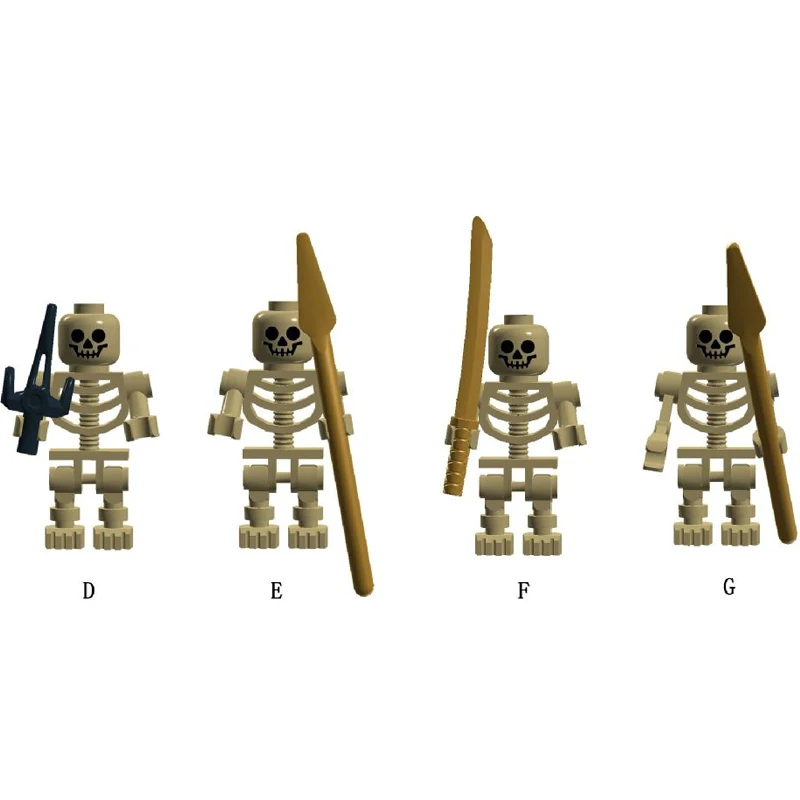 Средневековый скелет строительный блок корпус солдат Военная серия копье армия