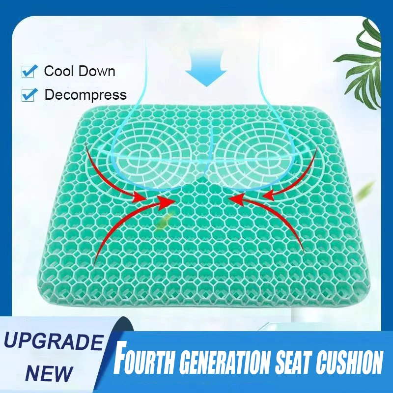 PEIDUO Gel Seat Cushion - Green Enhanced Double Non-Slip Seat Cushion for The Car or Office Chair Sciatica & Back Pain Relief