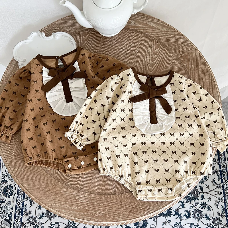 

Детский вельветовый комбинезон с длинным рукавом и бантом, на осень