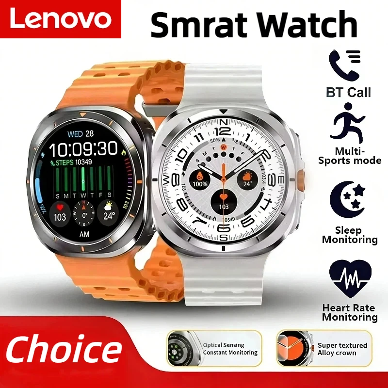 Фото Смарт-часы Lenovo с Bluetooth-звонками, мониторингом сердечного ритма, отслеживанием сна, фитнес-трекером, шагомером, стильные смарт-часы, НОВИНКА 2026 №1