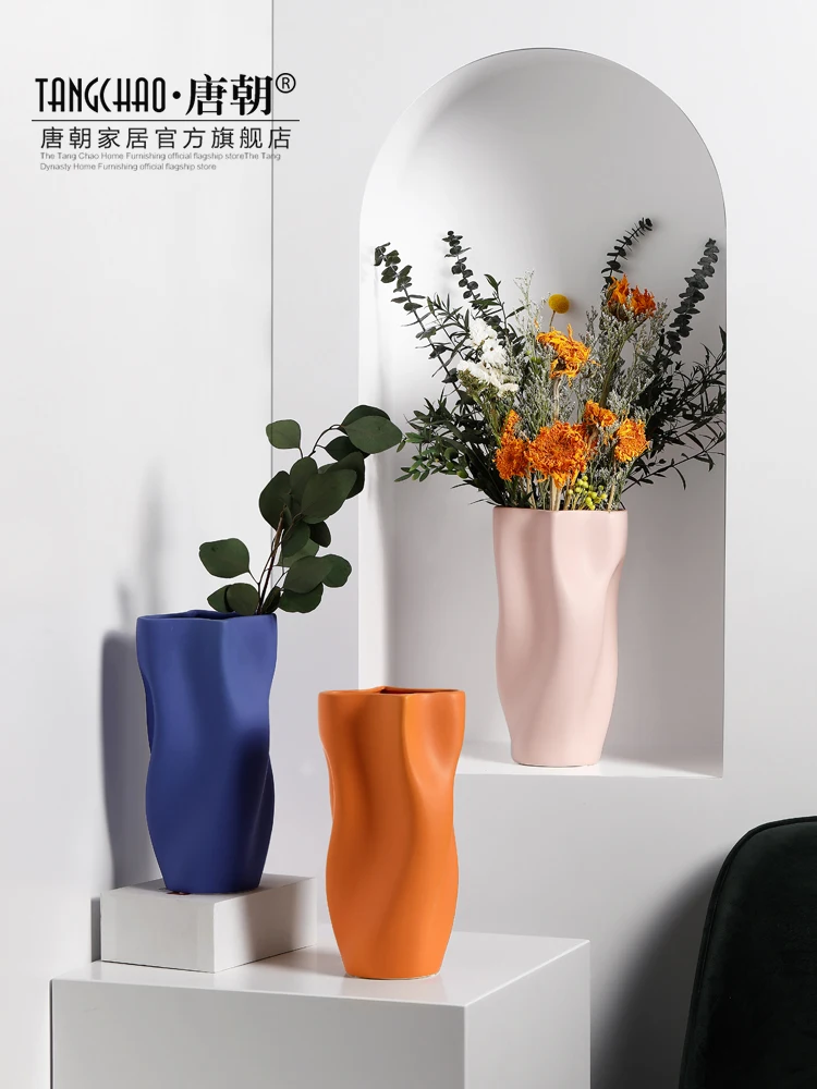 

Minimalist Ceramic Flowers Vase Pot Home Decor Room Decoration Garden Office Study Living Room Dining Table Interior Vase