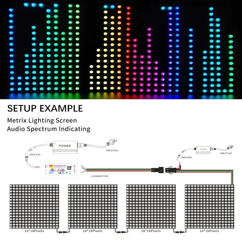 Фото 5-24В Умный контроллер LED SPI с поддержкой Tuya APP, Colorful-X7, Wi-Fi контроллер музыки Tuya для пиксельных лент WS2812B, WS2811, SK6812 - ABHG №3