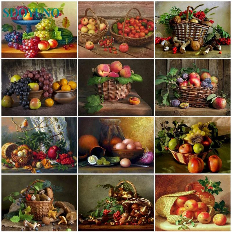 

SDOYUNO Paint By Number Food Fruit Drawing On Canvas HandPainted Painting Wall Art Gift Diy Pictures By Number Kits Home Decor