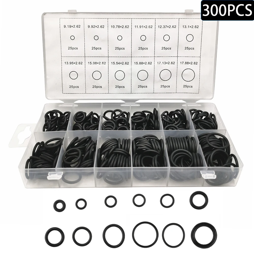 

300PCS/Box O Ring Rubber Washer Seals Assortment Black O-Ring Seals Set Washers For Car Gasket Pipeline Fittings