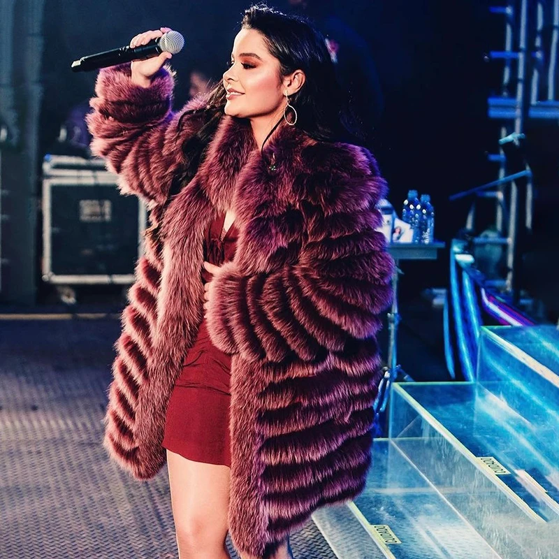 Stand-up Neck Natural Fox Fur Jacket Women High Street Warm Outertwear Lady Winter Thicken Cozy Luxury Real Fox Fur Coat Female