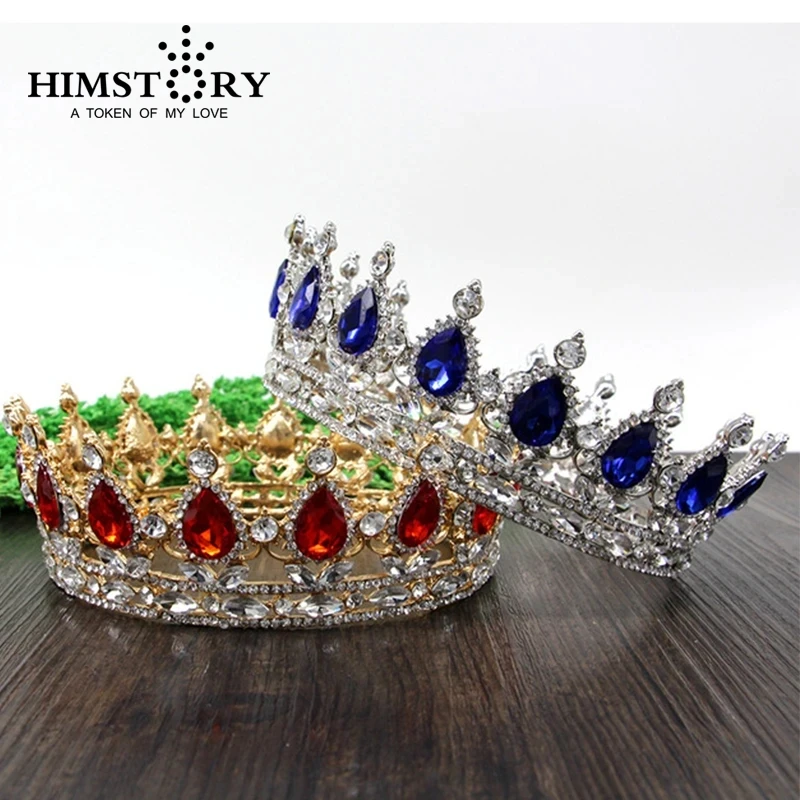 

HIMSTOR European Royal Hair Crown Red/Blue Rhinestone Quinceanera Tiaras Wedding Accessories