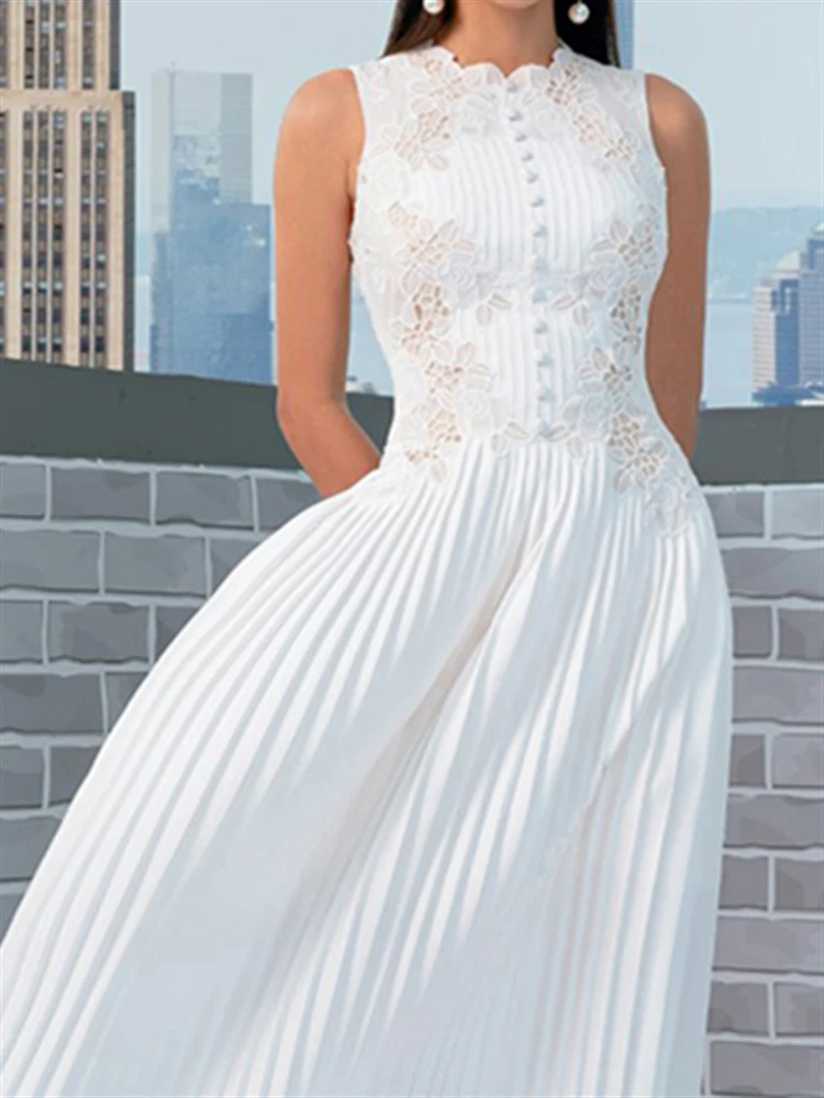 Женское винтажное кружевное платье без рукавов однотонное привлекательное