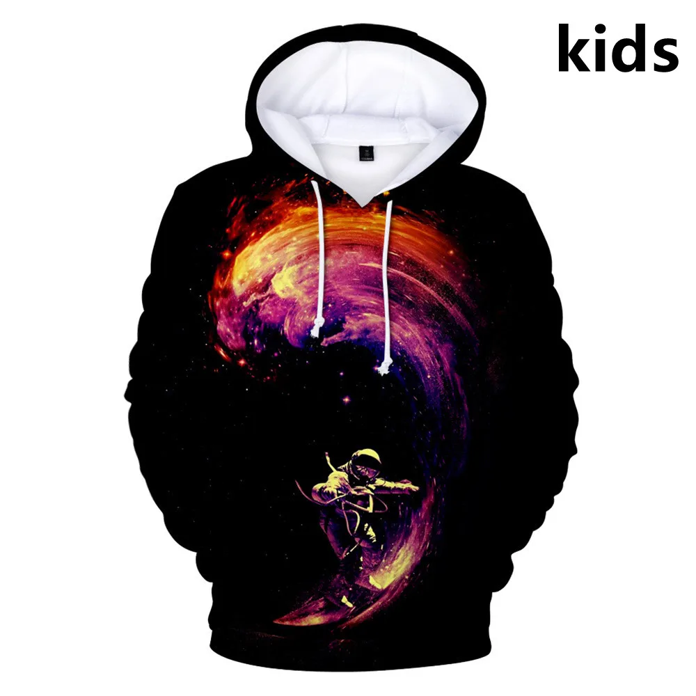 2 To 14 Years Kids Hoodies Space Galaxy Surfer 3D Hoodie Sweatshirt Boys Girls Harajuku Cartoon Jacket Coat Children Clothes