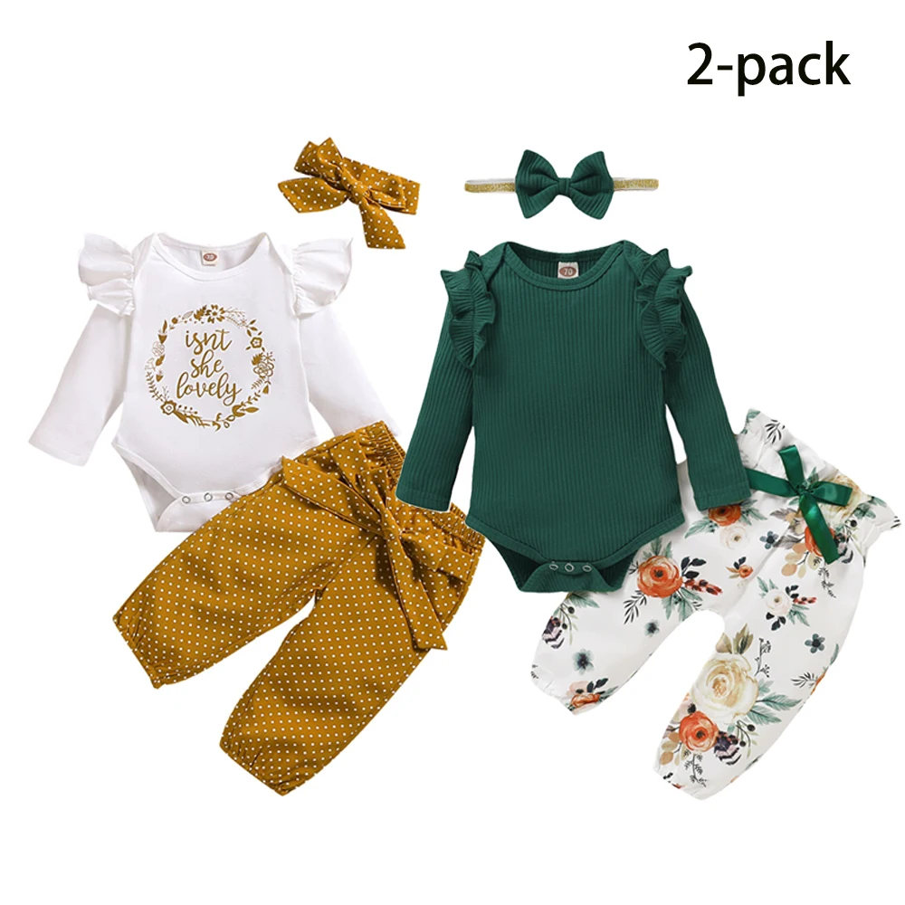 

2Pcs/Lot VIP Summer Newborn Baby Girls Clothes Baby Spring Bodysuit Top+ Pants +headband Outfits Set Roupa 3-18 Months Clothing