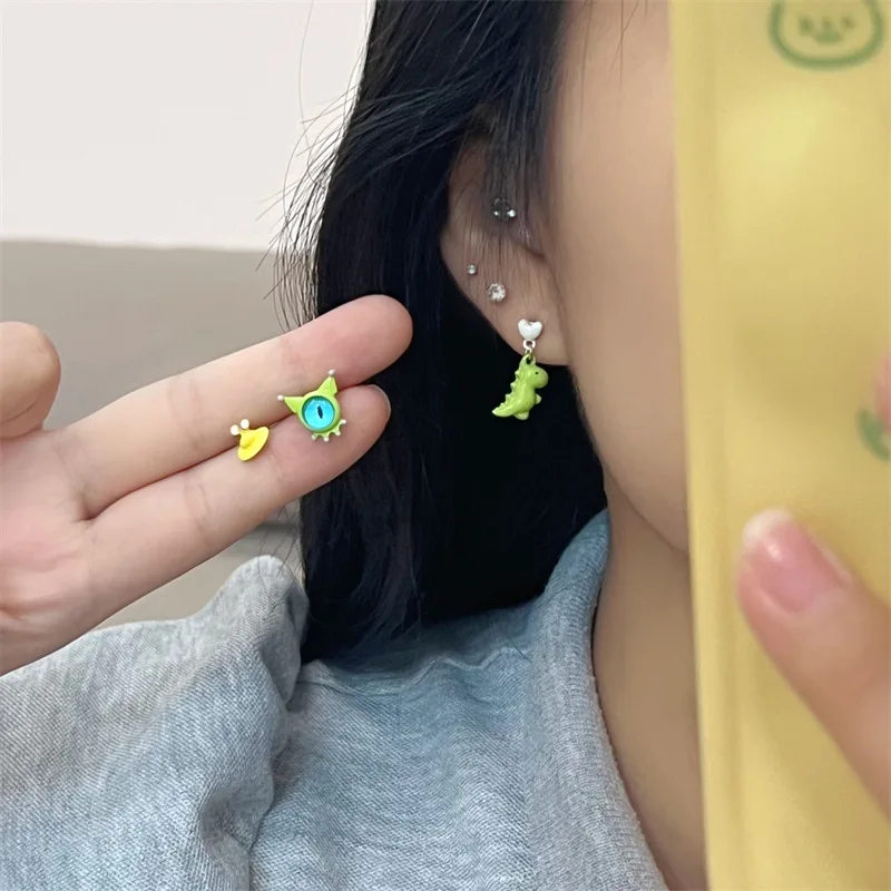 Забавные милые серьги-гвоздики KADRUFI в стиле панк для девочек K-POP Хэллоуин серьги