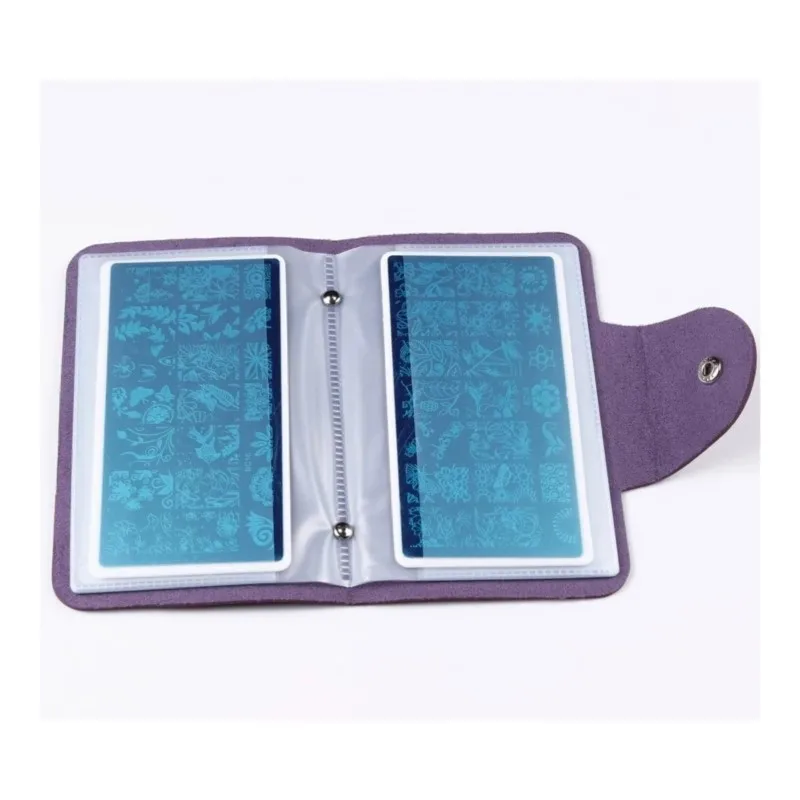 Фото 1 шт. большой прямоугольный держатель для пластина для стемпинга для нейл-арта 12x6 см 20 слотов пустой шаблон Органайзер из искусственной кожи... №2