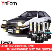 ynfom led headlights kit for toyota corolla coupesr5 1980 1991 low beamhigh beamfog lampcar accessoriescar headlight bulbs
