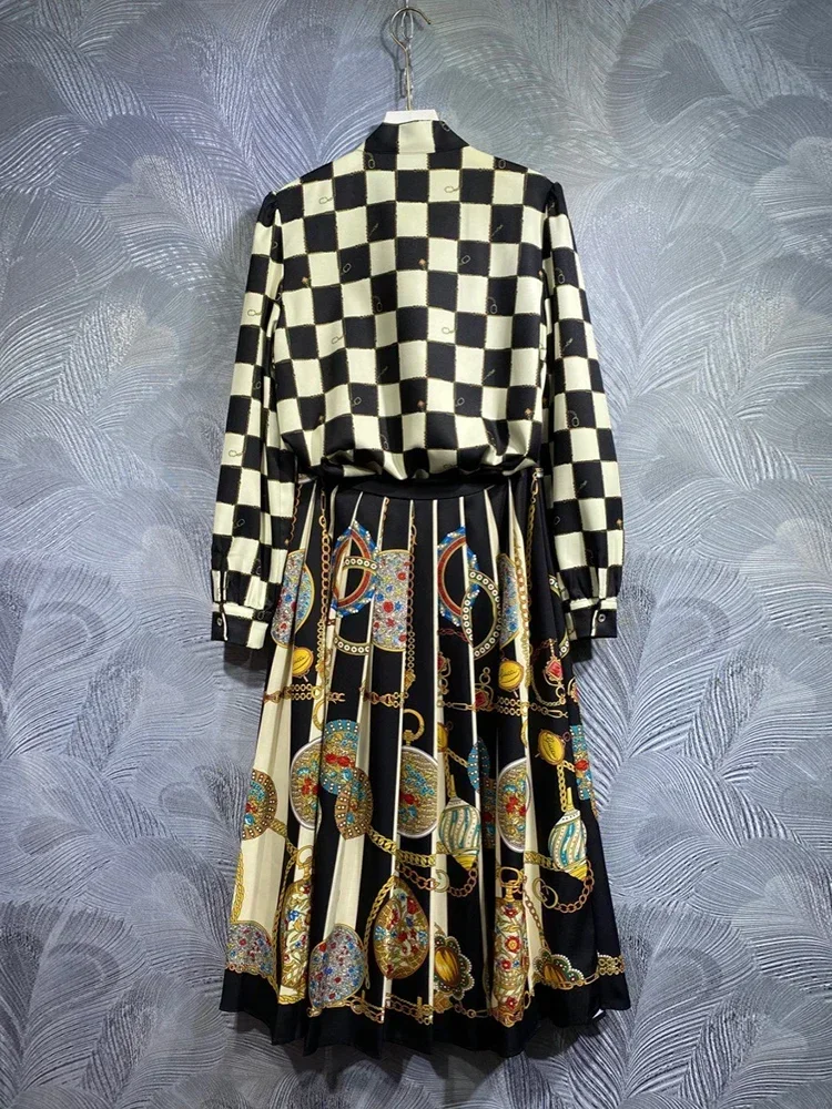 Модное Длинное Платье с пышными рукавами и цветочным принтом новинка весны 2024