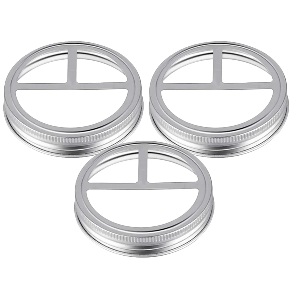

3 Pcs Practical Split-type Cover Cup Lids Simple Jar Tinplate Mason Stainless Steel Bottle Cap Toothbrushes