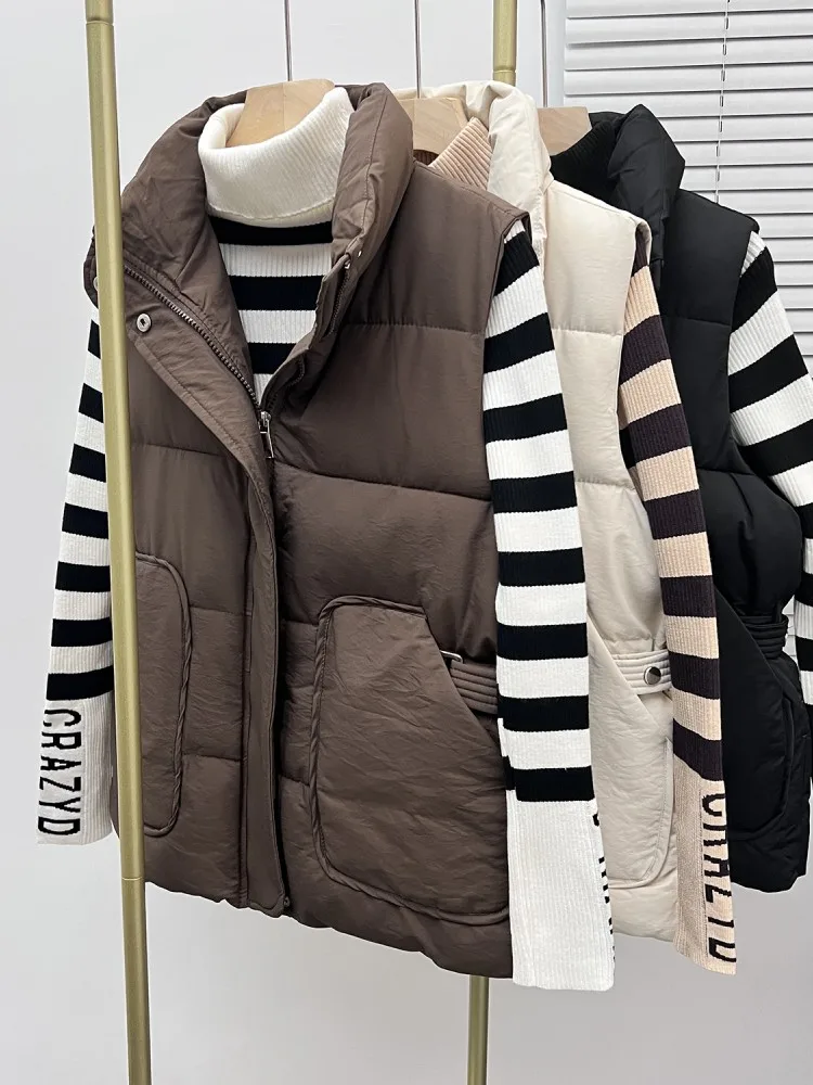 Женский пуховой жилет с хлопковой подкладкой европейские товары Осень-зима 2024