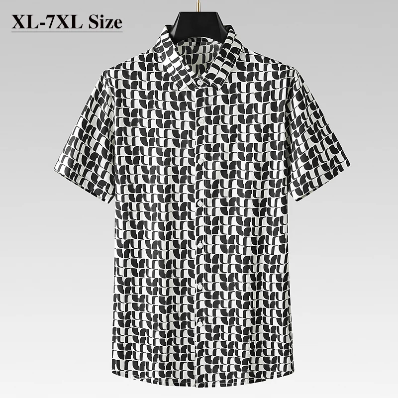 

Мужская летняя рубашка с коротким рукавом и принтом, размеры 5XL, 6XL, 7XL
