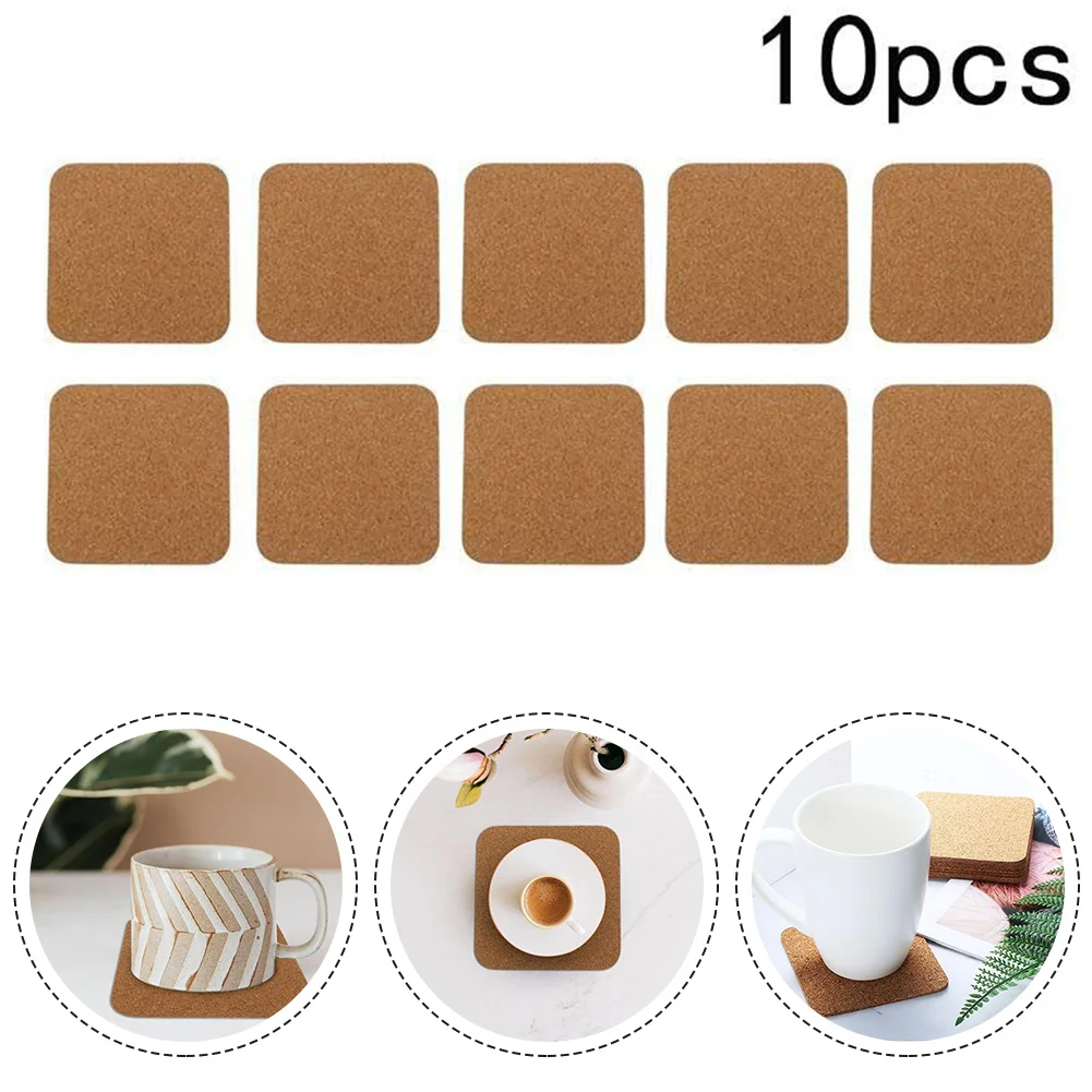 

Cork Coasters Square Cork Mat Self-Adhesive DIY Backing Sheet Hot Drink Coffee Coaster Kitchen Office Supplies