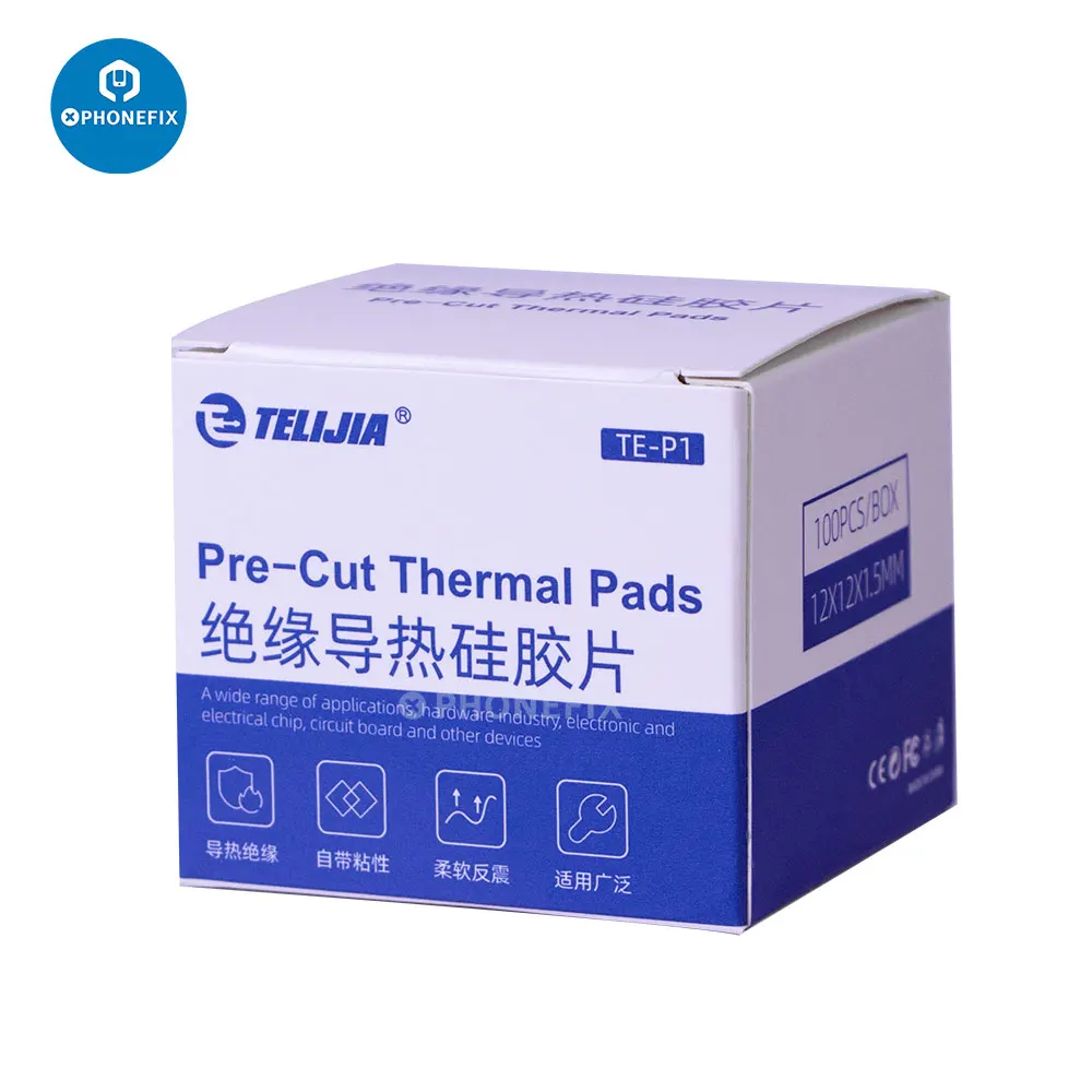 100 шт. 2UUL предварительно отрезанные термопрокладки 12x12x15 мм силиконовый радиатор для телефона материнской платы ЦП Теплопроводящий лист из силикагеля