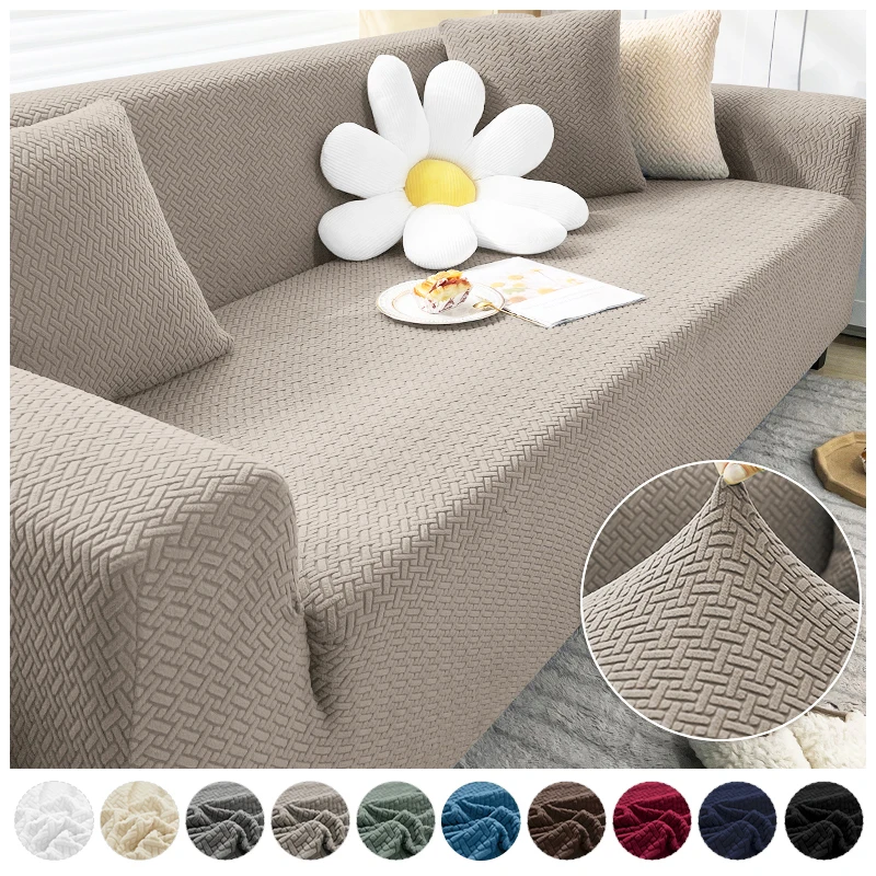

Jacquard Sofa Covers Solid Color Elasticity 1/2/3/4 Seats Solid Couch Cover L Shaped Sofa Slip Cover Protector Bench Covers